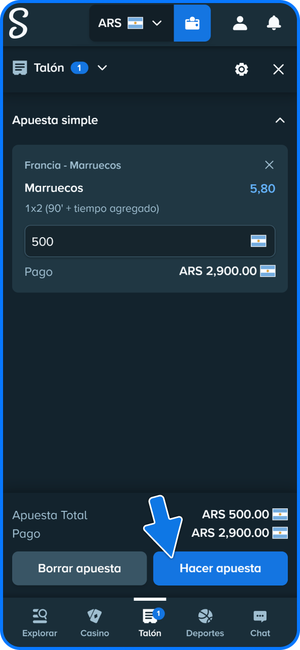 Valida tu boleto de apuestas deportivas directamente en Stake oficial.